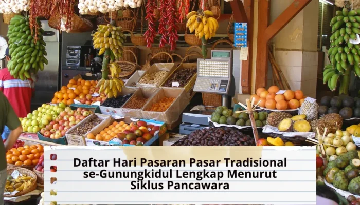 Daftar Hari Pasaran Pasar Tradisional se-Gunungkidul Lengkap Menurut Siklus Pancawara